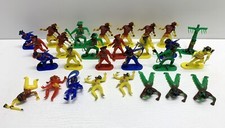 Set of 28 Cowboys  Indians West Germany Toy Plastic Painted Figures Vintage 