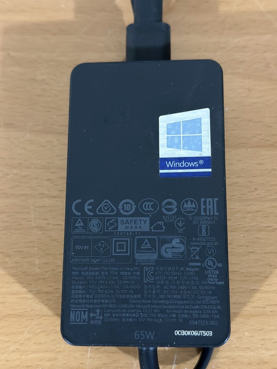 Genuine 65w Surface Charger Adapter for Microsoft Pro 5/6/7/8/9/7
