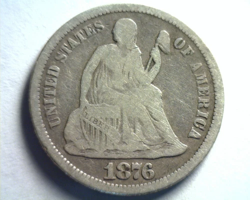 1876 SEATED LIBERTY DIME VERY FINE VF NICE ORIGINAL COIN BOBS COINS FAST SHIP