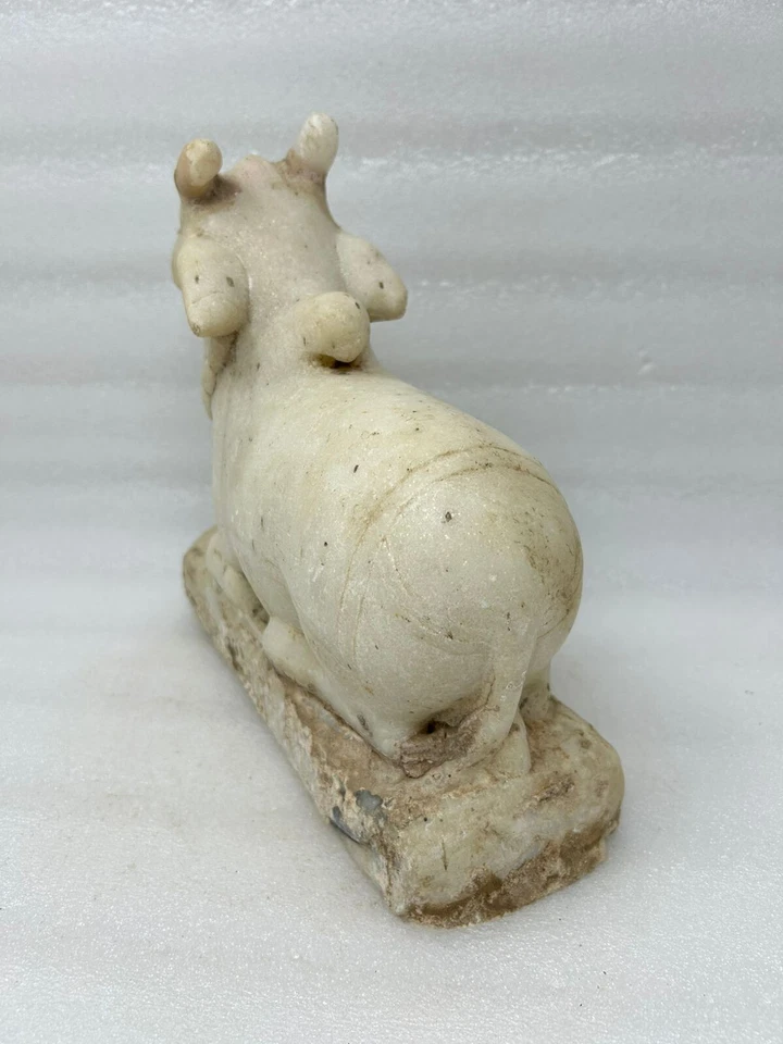 Antigua estatua de Nandi de Shiva de dios hindú tallada a mano fina piedra blanca pesada Foto 2 de 4
