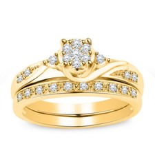 2 Ct Round Cut Simulated Diamond Wedding Bridal Ring Set 14k Yellow Gold Plated