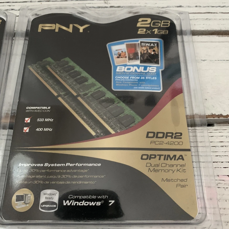 PNY 2 GB PC Memory DDR2 PC2-4200 2 Packs - 3 Total - Image 2 of 3