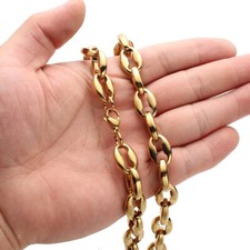 Hot 12mm 22" Gold Tone Men Women Stainless Steel Coffee Beads Chain Necklace