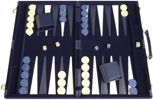 Free Shipping! Open Box! 18" Middleton Games Deluxe Backgammon Set - Blue Velour - Picture 1 of 5
