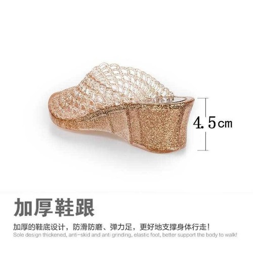 Mujer Peep Toe Zapatos Playa Verano Jalea Zapatillas Cuña Tacones Medianos Sandalias Transparentes - Imagen 7 de 16