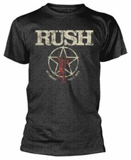 Image of Rush T Shirt American Tour 1977 Official Licensed Grey Mens Tee Rock Metal Merch