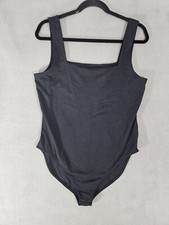 Old Navy Womens XL Square Neck Bodysuit Shirt Black Soild Sleeveless Stretch