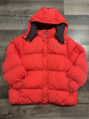 Jordan Essentials Men's Hooded Red Puffer Jacket, in Size XXL