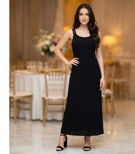 NY Collection Women's Black Jeweled Shoulder Maxi Dress XL Sleeveless Evening