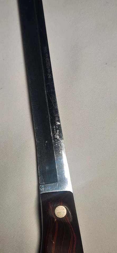 Cutco Nº De Colección Cuchillo de Rebanada 24 Marrón Patente No. 2147079 EE. UU. 9 3/4" Hoja Foto 4 de 4