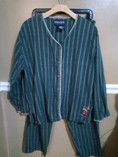 Vintage ESLEEP Green Flannel 2 piece Pajamas Set Womens Medium Warm comfy