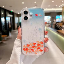Glitter Moving Sand Goldfish Quicksand Case Shell for iPhone