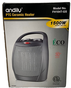 Andily FH104T-GS 1500W PTC Ceramic Space Heater Adjustable Thermostat
