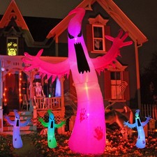 8FT Halloween Inflatable Ghost Outdoor Decoration with LED