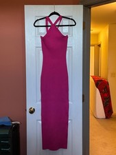 Fashion Nova Size 1X Pink Arianna Sweater Maxi Dress Adjustable Straps NWT