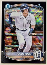 2025 Bowman Chrome Justice Bigbie 1st Black Wave Refractor #05/10 #BCP-215