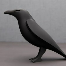 Large Modern Minimalist Raven Sculpture - Black Bird Home Decor - Unique Gifts