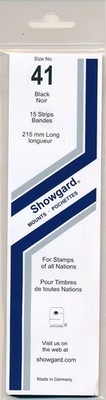 Showgard Stamp Mount Size 41/215 mm - BLACK - Pack of 15 (41x215  41mm)  STRIP