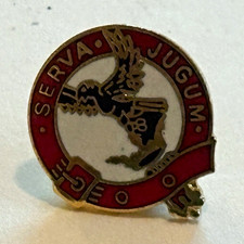 Vintage Clan Hay Scottish Crest Badge Pin Serva Jugum Falcon Enamel