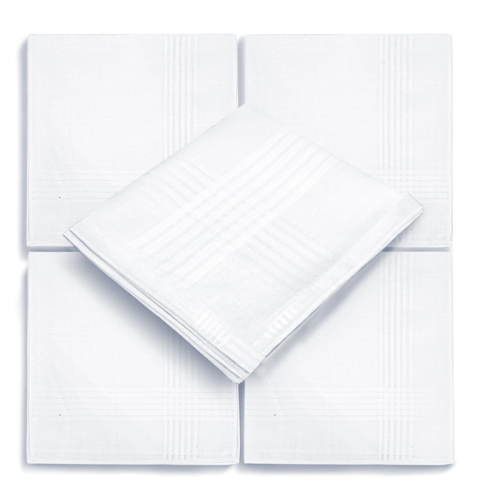 5 Pcs 100% Cotton Handkerchiefs 16x16 Inch White Pocket Hankies for Men