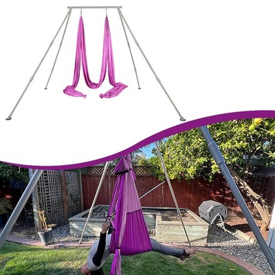 Aerial Stand Portable Aerial Rig Frame Yoga Swing Bar w/39Ft Yoga Swing 551lbs