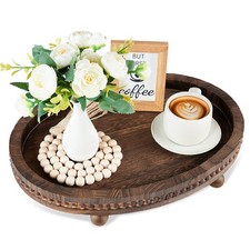 Wooden Decorative Tray16  11.8in Wood Beaded Coffee Table Decor Trayrustic Farmho