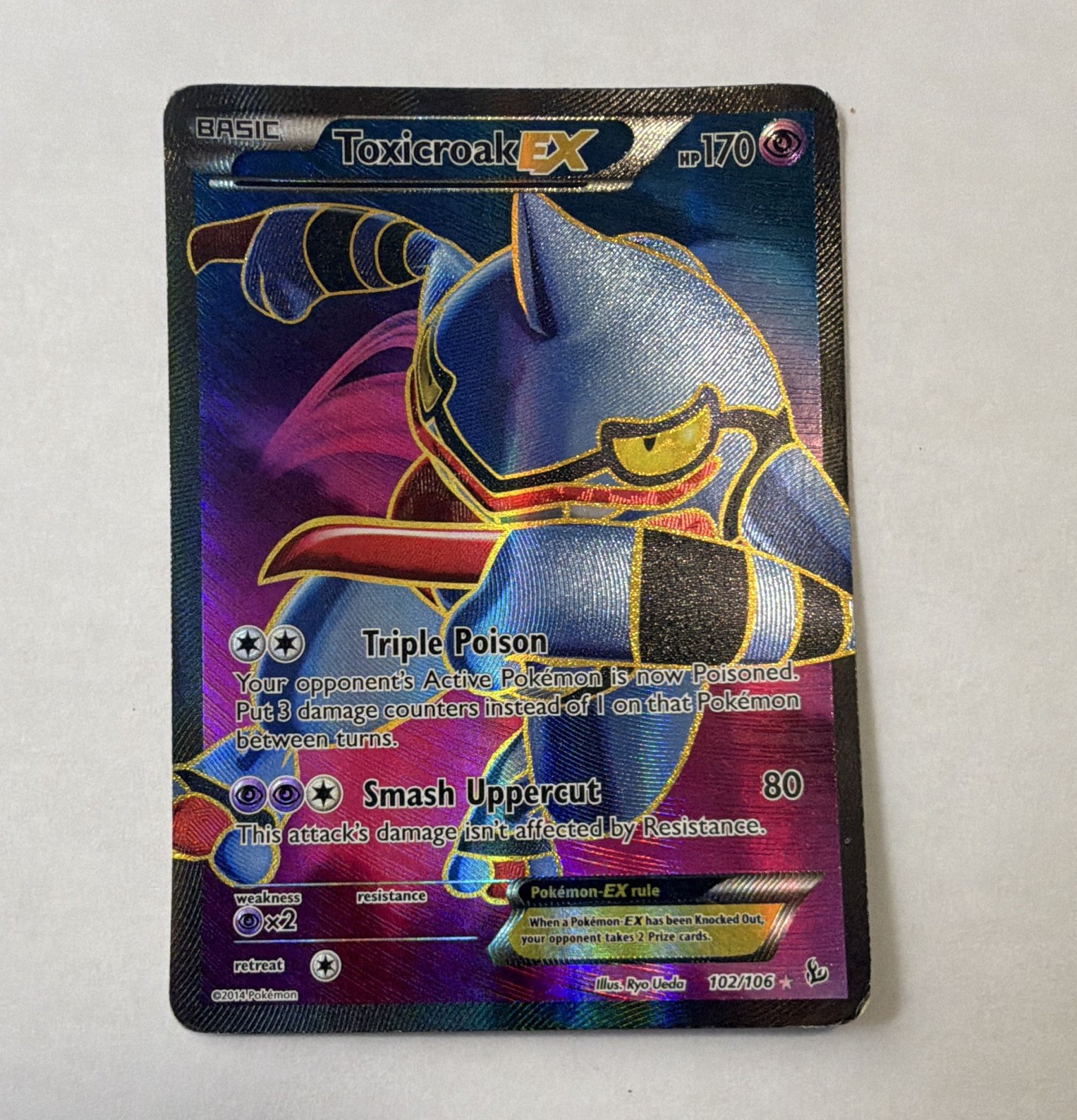 Pokemon TCG Toxicroak EX 102/106 Flashfire Full Art Holo Ultra Rare 170 HP 2014