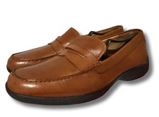 Vintage Polo Ralph Lauren 10.5 Cognac Brown Leather Rubber Sole Penny Loafers