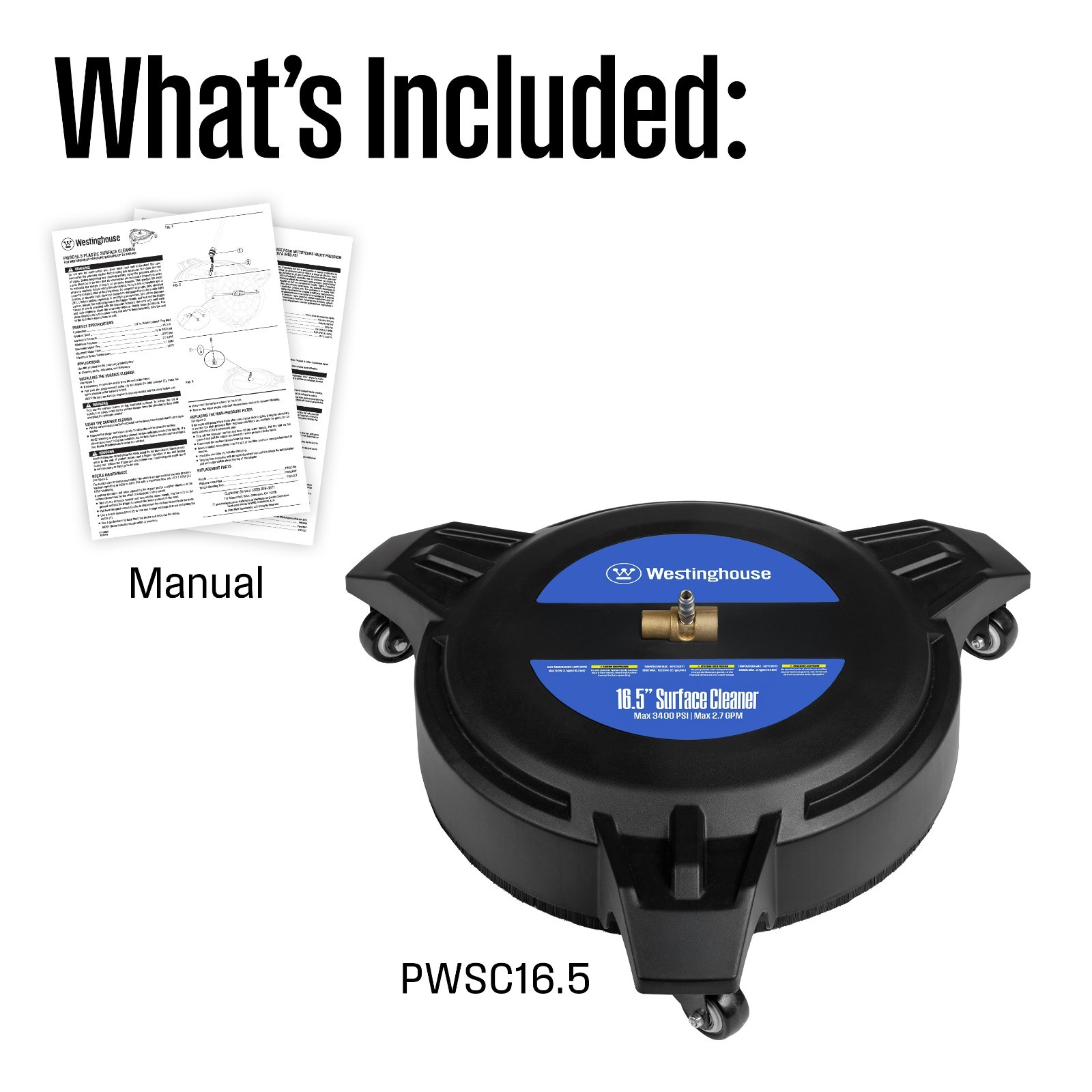 Westinghouse Open Box 16.5 in. 3400 PSI Plastic Pressure Washer Surface Cleaner