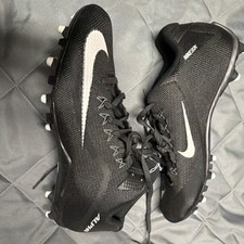 Nike Men's Baseball Softball Cleats Black/White Silver Swoosh Athletic Shoe 12.5