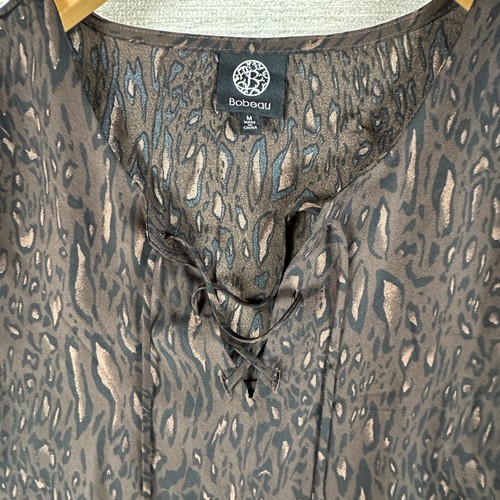 Bobeau Animal Print Brown/Black Blouse M Whimsigoth Fairy Grunge Baddie Boho - Picture 2 of 9