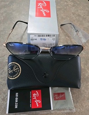 🔥 RARE Ray-Ban RB 3749 Black on RoseGold / Clear Gradient Blue