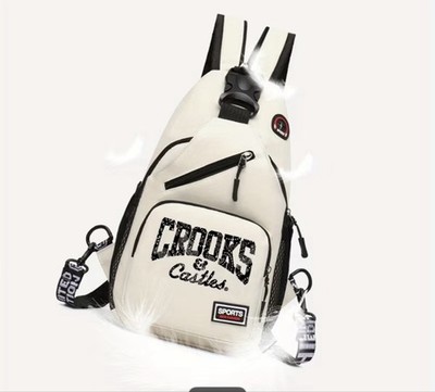 Crooks & Castles White Sling Backpack C&C Sports Logo