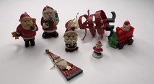 Vintage Santa Claus Red Christmas Tree Ornament Figurine Holiday Lot Of 7