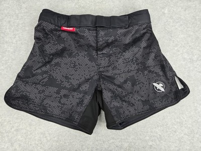 Hayabusa Shorts Mens Medium Black Gray Hex MMA Jiu Jitsu Kickboxing Training