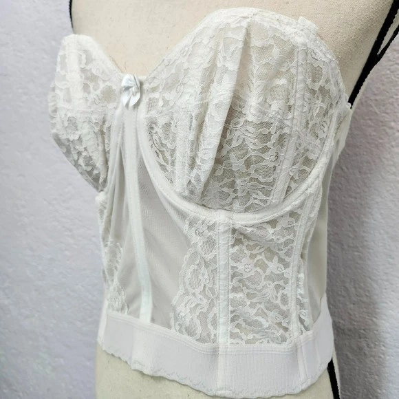 Sujetador corsé bustier vintage blanco de encaje nupcial Foto 3 de 4