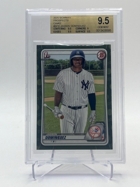 2020 BOWMAN JASSON DOMINGUEZ RC CAMO SP BGS 9.5 GEM MINT YANKEES 1ST