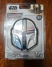 Star Wars The Mandalorian Mando's Helmet Aluminum Car Decal Silver