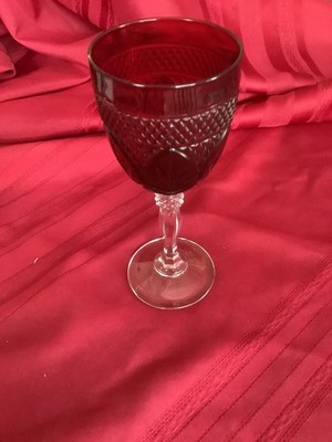 1 , Red Cristal D Arques Durand Ruby Red Water ,wine Goblet