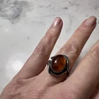 Charming Vintage Amber & Silver Ring From Venice Italy Size 6