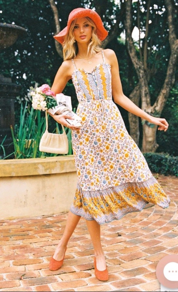 Arnhem / Bijoux Sundress in Daisy 8AU Beach Gypsy Boho Autumn Spring Wedding