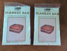 2x BLANKET Bedding Zipper STORAGE BAG clear Plastic 21"x25"x11" comforter Lrg