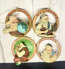 Norman Rockwell Santas Sat.Evening Post Christmas Ornaments 1998 HandCraft