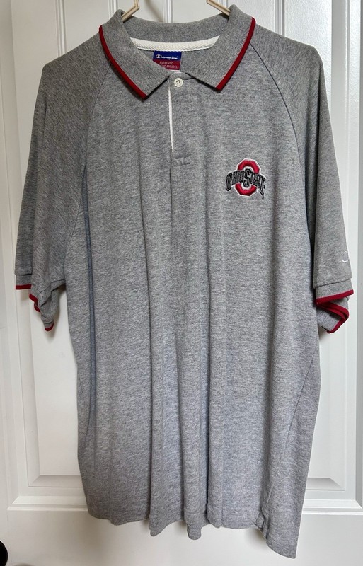 Champion Ohio State Buckeyes Men's Gray Short Sleeve Polo Shirt L
