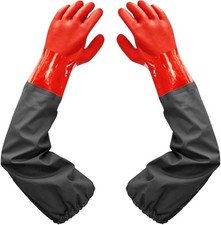 25" Long Rubber Gloves Heavy Duty Waterproof Gloves for Chemical and Acid Work