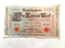 German 1000 Mark Reichsbanknote 21 April 1910 Berlin – Pick 44 – 185×109 mm