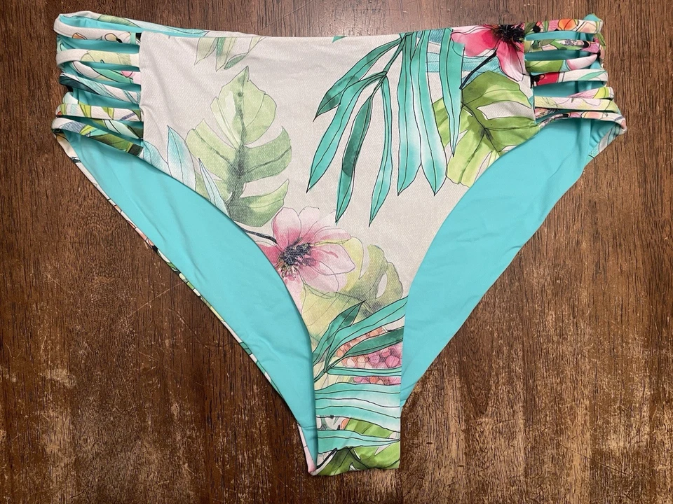 BEBE 2 изделия бикини купальник большой цветочный золотой U-кольцо новый - Изображение 3 из 4