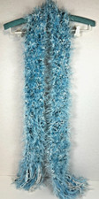 Women's Crocheted Light Blue Bohemian Soft Fuzzy Winter Neck Scarf Wrap
