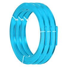 20 AWG 3.5mm Wide Aluminum Flat Wire 16Ft 3 Roll for Jewelry Making, Light Blue