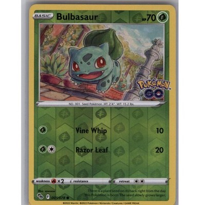 Bulbasaur 001/078 Common Pokemon GO Pokemon Reverse Holo Near Mint